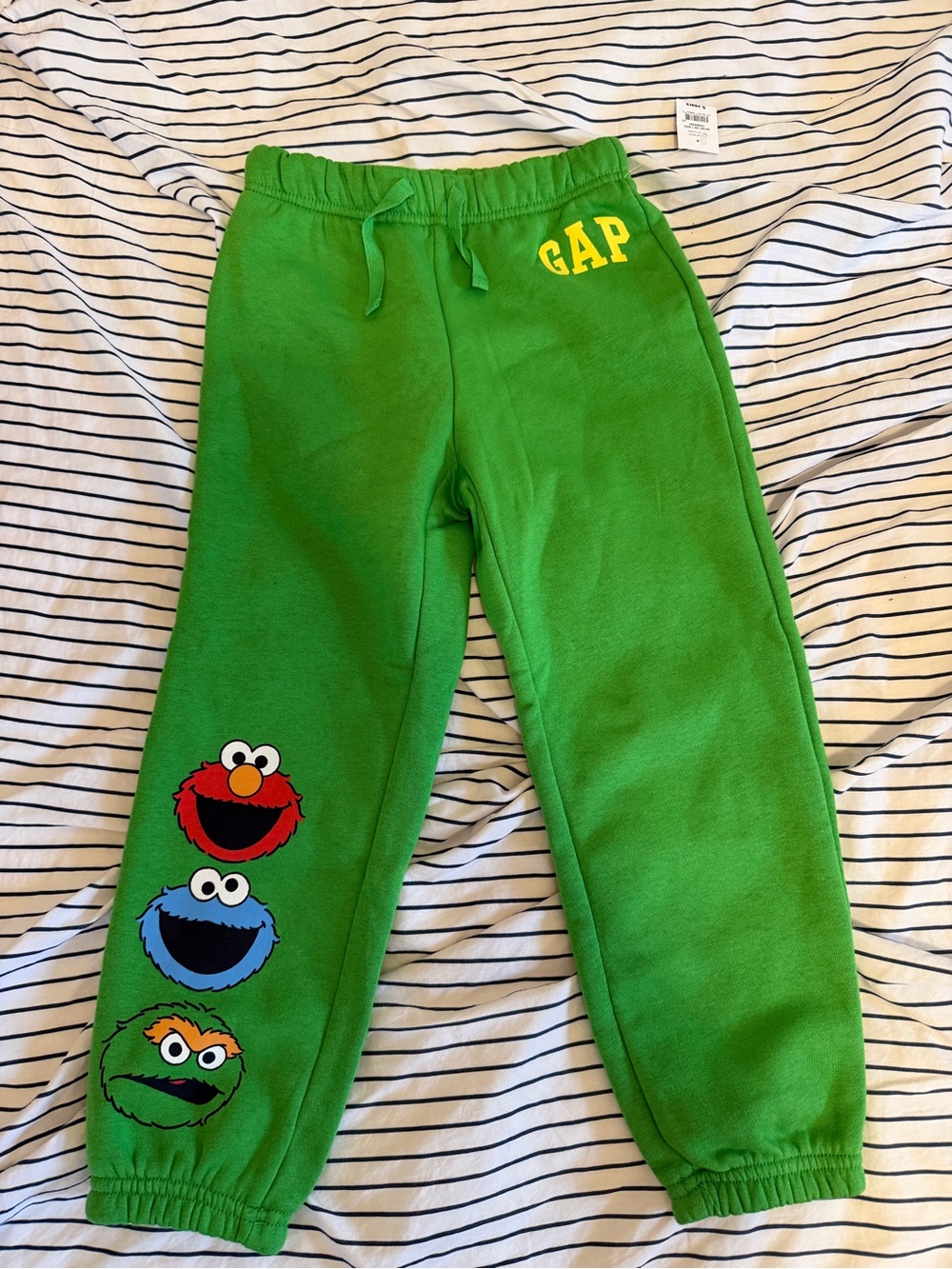 GAP Green Sweatpants with Sesame Street Character Patches